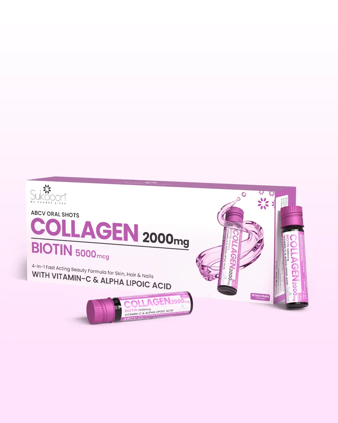 ABCV Liquid Collagen Shot 2000mg, Biotin 5000mcg (Pack of 15 Vials) - Image 11